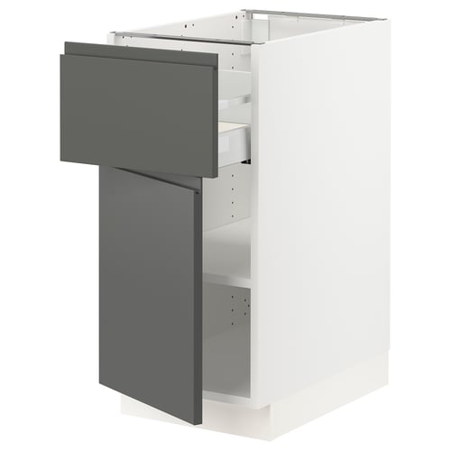 SEKTION / MAXIMERA Gabinete bajo 1 puerta 1 cajón, blanco/Voxtorp gris oscuro, 38x61x76 cm