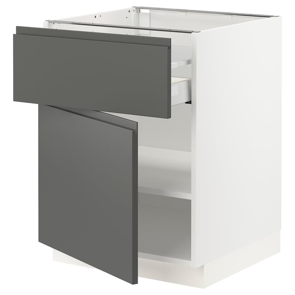 SEKTION / MAXIMERA Gabinete bajo 1 puerta 1 cajón, blanco/Voxtorp gris oscuro, 61x61x76 cm