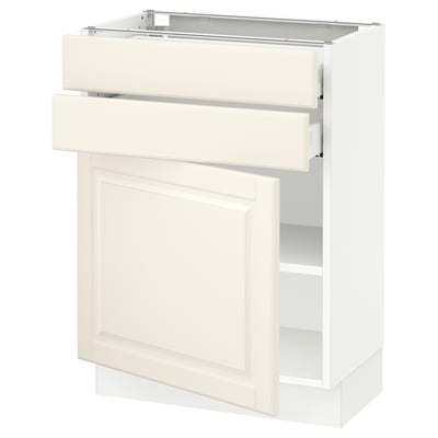 SEKTION / MAXIMERA Gabinete bajo 1 puerta 2 cajones, blanco/Bodbyn hueso, 61x37x76 cm