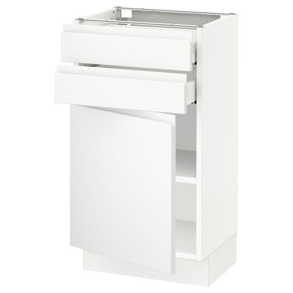 SEKTION / MAXIMERA Gabinete bajo 1 puerta 2 cajones, blanco/Voxtorp blanco mate, 46x37x76 cm