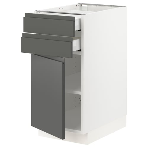 SEKTION / MAXIMERA Gabinete bajo 1 puerta 2 cajones, blanco/Voxtorp gris oscuro, 38x61x76 cm
