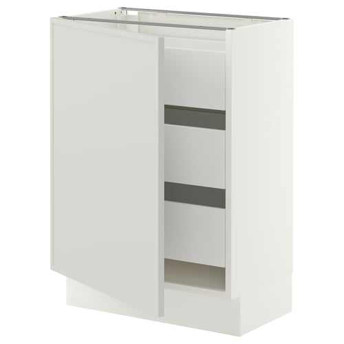 SEKTION / MAXIMERA Gabinete bajo 1 puerta 3 cajones, blanco/Aspudden gris claro, 61x37x76 cm