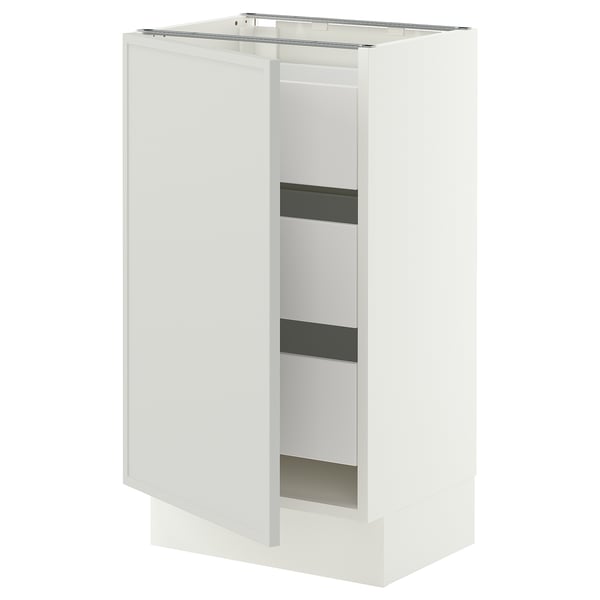 SEKTION / MAXIMERA Gabinete bajo 1 puerta 3 cajones, blanco/Aspudden gris claro, 46x37x76 cm