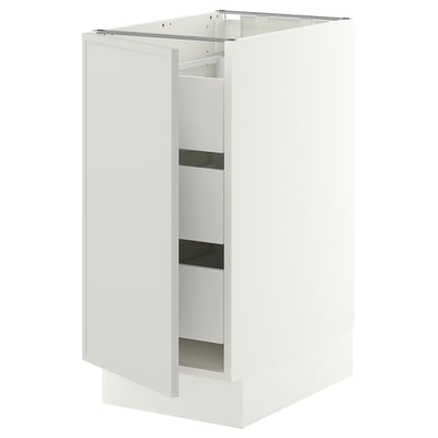 SEKTION / MAXIMERA Gabinete bajo 1 puerta 3 cajones, blanco/Aspudden gris claro, 38x61x76 cm