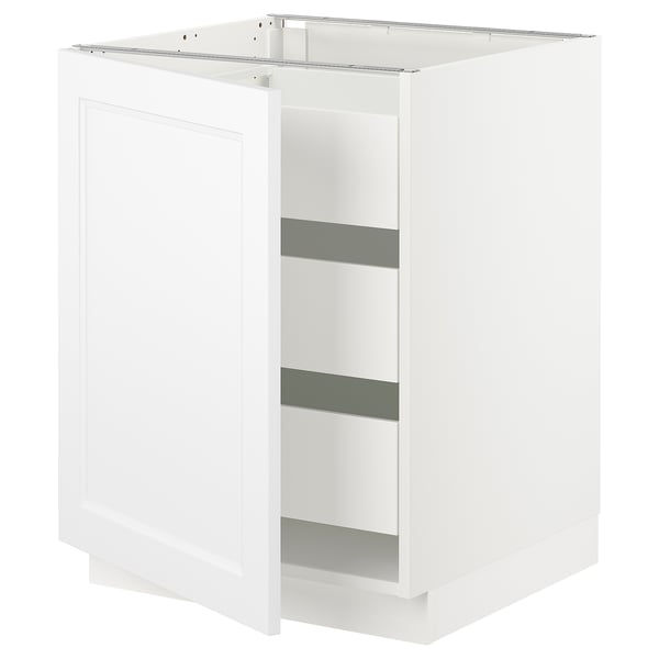 SEKTION / MAXIMERA Gabinete bajo 1 puerta 3 cajones, blanco/Axstad blanco mate, 61x61x76 cm