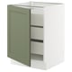 SEKTION / MAXIMERA Gabinete bajo 1 puerta 3 cajones, blanco/Axstad verde grisáceo, 61x61x76 cm