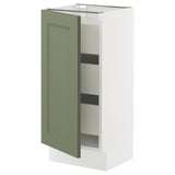 SEKTION / MAXIMERA Gabinete bajo 1 puerta 3 cajones, blanco/Axstad verde grisáceo, 38x37x76 cm