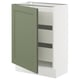 SEKTION / MAXIMERA Gabinete bajo 1 puerta 3 cajones, blanco/Axstad verde grisáceo, 61x37x76 cm