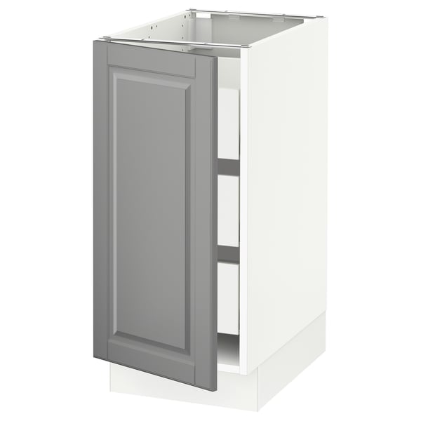 SEKTION / MAXIMERA Gabinete bajo 1 puerta 3 cajones, blanco/Bodbyn gris, 38x61x76 cm