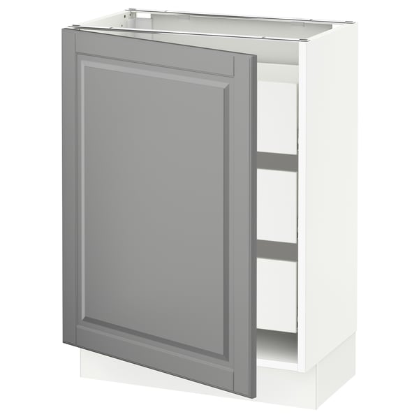 SEKTION / MAXIMERA Gabinete bajo 1 puerta 3 cajones, blanco/Bodbyn gris, 61x37x76 cm