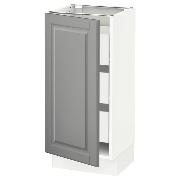 SEKTION / MAXIMERA Gabinete bajo 1 puerta 3 cajones, blanco/Bodbyn gris, 38x37x76 cm
