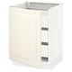 SEKTION / MAXIMERA Gabinete bajo 1 puerta 3 cajones, blanco/Bodbyn hueso, 61x61x76 cm