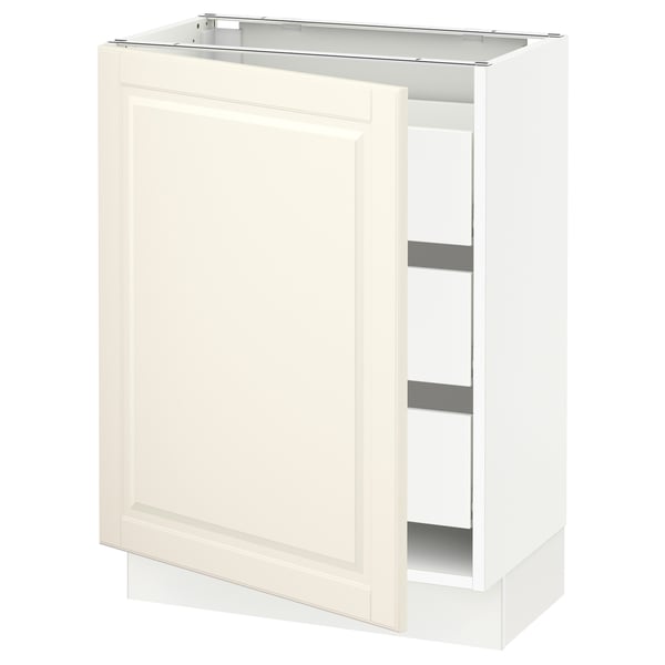 SEKTION / MAXIMERA Gabinete bajo 1 puerta 3 cajones, blanco/Bodbyn hueso, 61x37x76 cm