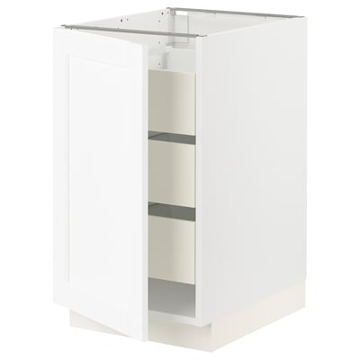 SEKTION / MAXIMERA Gabinete bajo 1 puerta 3 cajones, blanco Enköping/blanco efecto madera, 46x61x76 cm