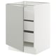 SEKTION / MAXIMERA Gabinete bajo 1 puerta 3 cajones, blanco/Havstorp gris claro, 61x61x76 cm