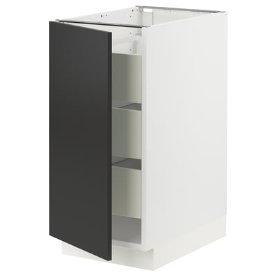 SEKTION / MAXIMERA Gabinete bajo 1 puerta 3 cajones, blanco/Nickebo Carbón mate, 38x61x76 cm