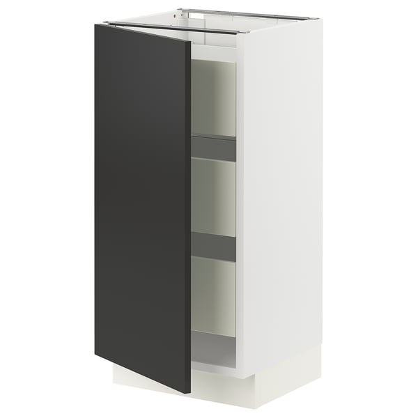 SEKTION / MAXIMERA Gabinete bajo 1 puerta 3 cajones, blanco/Nickebo Carbón mate, 38x37x76 cm