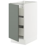 SEKTION / MAXIMERA Gabinete bajo 1 puerta 3 cajones, blanco/Nickebo Verde grisáceo mate, 38x61x76 cm