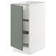 SEKTION / MAXIMERA Gabinete bajo 1 puerta 3 cajones, blanco/Nickebo Verde grisáceo mate, 38x61x76 cm