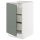 SEKTION / MAXIMERA Gabinete bajo 1 puerta 3 cajones, blanco/Nickebo Verde grisáceo mate, 46x61x76 cm