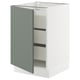 SEKTION / MAXIMERA Gabinete bajo 1 puerta 3 cajones, blanco/Nickebo Verde grisáceo mate, 53x61x76 cm
