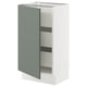 SEKTION / MAXIMERA Gabinete bajo 1 puerta 3 cajones, blanco/Nickebo Verde grisáceo mate, 46x37x76 cm