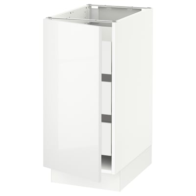SEKTION / MAXIMERA Gabinete bajo 1 puerta 3 cajones, blanco/Ringhult blanco, 38x61x76 cm