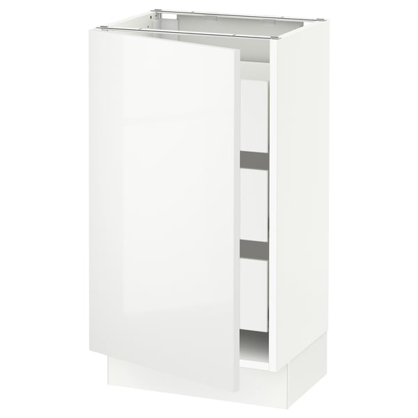 SEKTION / MAXIMERA Gabinete bajo 1 puerta 3 cajones, blanco/Ringhult blanco, 46x37x76 cm
