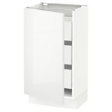 SEKTION / MAXIMERA Gabinete bajo 1 puerta 3 cajones, blanco/Ringhult blanco, 46x37x76 cm