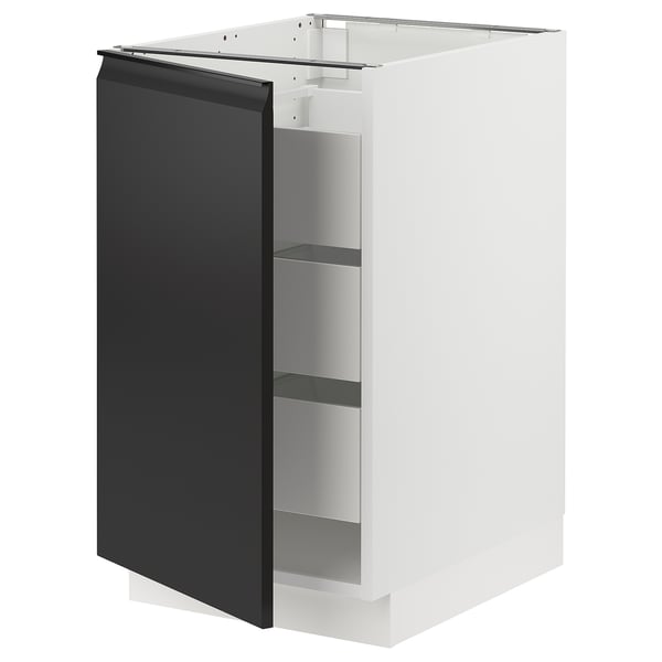 SEKTION / MAXIMERA Gabinete bajo 1 puerta 3 cajones, blanco/Upplöv Carbón mate, 46x61x76 cm