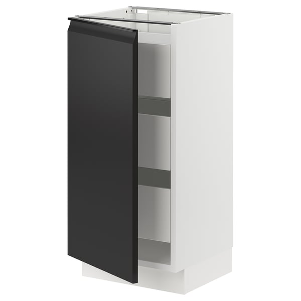SEKTION / MAXIMERA Gabinete bajo 1 puerta 3 cajones, blanco/Upplöv Carbón mate, 38x37x76 cm