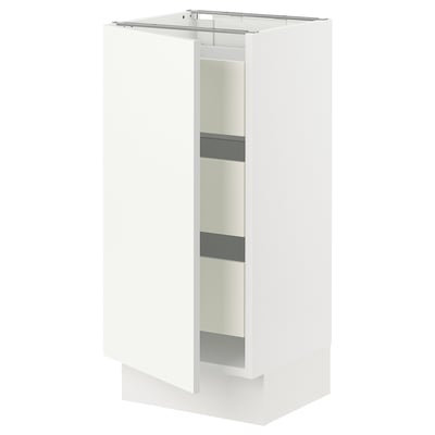 SEKTION / MAXIMERA Gabinete bajo 1 puerta 3 cajones, blanco/Vallstena blanco, 38x37x76 cm