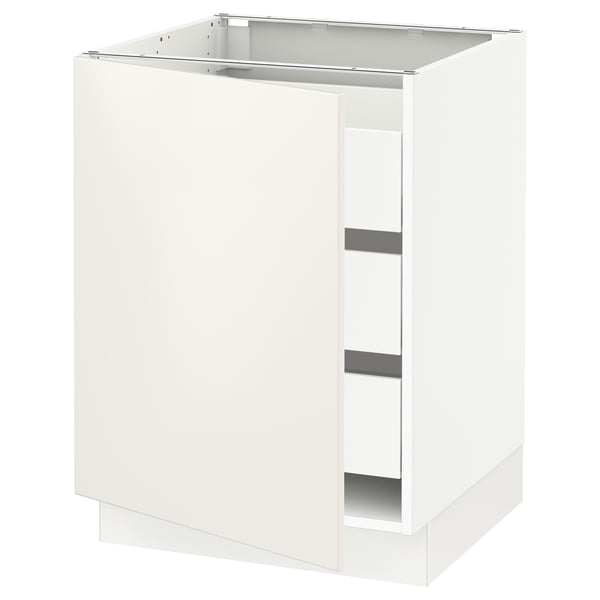 SEKTION / MAXIMERA Gabinete bajo 1 puerta 3 cajones, blanco/Veddinge blanco, 61x61x76 cm
