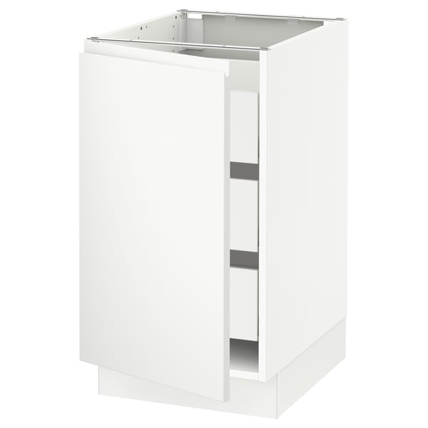 SEKTION / MAXIMERA Gabinete bajo 1 puerta 3 cajones, blanco/Voxtorp blanco mate, 46x61x76 cm