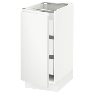 SEKTION / MAXIMERA Gabinete bajo 1 puerta 3 cajones, blanco/Voxtorp blanco mate, 38x61x76 cm