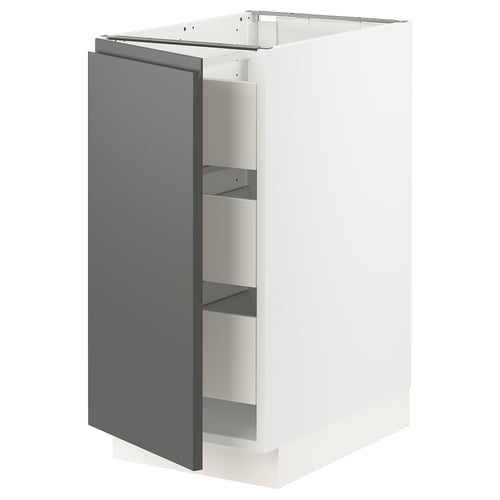 SEKTION / MAXIMERA Gabinete bajo 1 puerta 3 cajones, blanco/Voxtorp gris oscuro, 38x61x76 cm