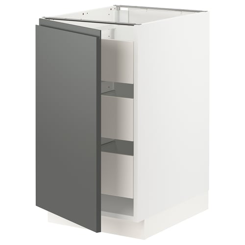 SEKTION / MAXIMERA Gabinete bajo 1 puerta 3 cajones, blanco/Voxtorp gris oscuro, 46x61x76 cm