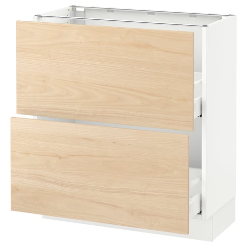 SEKTION / MAXIMERA Gabinete bajo 2 cajones, blanco/Askersund efecto fresno claro, 76x37x76 cm