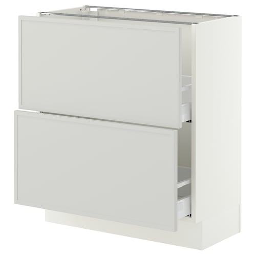 SEKTION / MAXIMERA Gabinete bajo 2 cajones, blanco/Aspudden gris claro, 76x37x76 cm