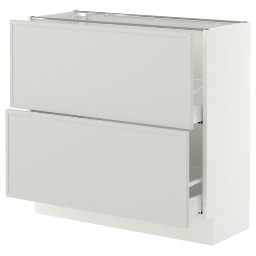 SEKTION / MAXIMERA Gabinete bajo 2 cajones, blanco/Aspudden gris claro, 91x37x76 cm