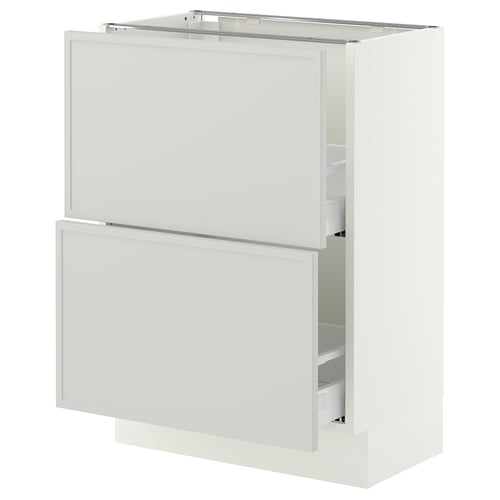 SEKTION / MAXIMERA Gabinete bajo 2 cajones, blanco/Aspudden gris claro, 61x37x76 cm