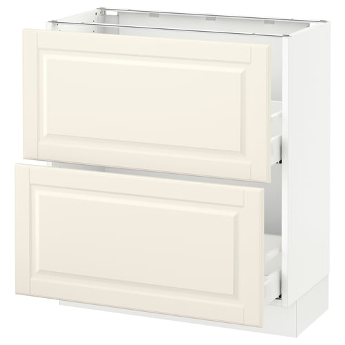 SEKTION / MAXIMERA Gabinete bajo 2 cajones, blanco/Bodbyn hueso, 76x37x76 cm