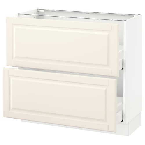 SEKTION / MAXIMERA Gabinete bajo 2 cajones, blanco/Bodbyn hueso, 91x37x76 cm