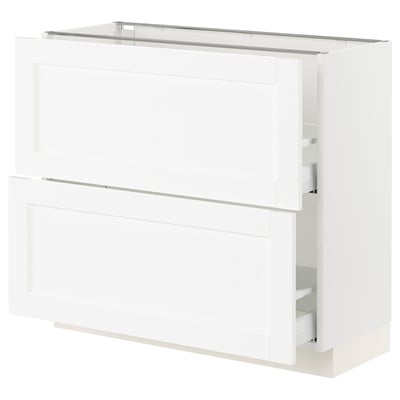SEKTION / MAXIMERA Gabinete bajo 2 cajones, blanco Enköping/blanco efecto madera, 91x37x76 cm