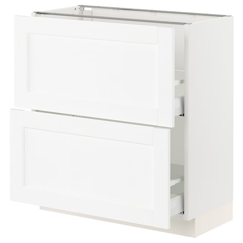 SEKTION / MAXIMERA Gabinete bajo 2 cajones, blanco Enköping/blanco efecto madera, 76x37x76 cm