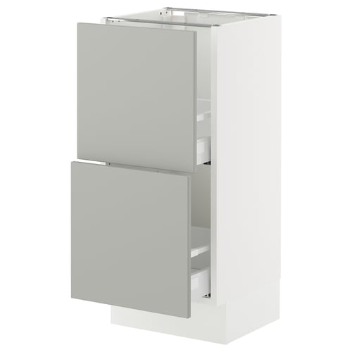 SEKTION / MAXIMERA Gabinete bajo 2 cajones, blanco/Havstorp gris claro, 38x37x76 cm