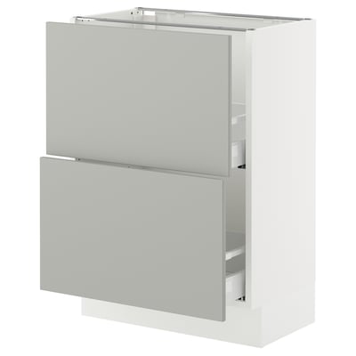 SEKTION / MAXIMERA Gabinete bajo 2 cajones, blanco/Havstorp gris claro, 61x37x76 cm