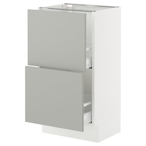 SEKTION / MAXIMERA Gabinete bajo 2 cajones, blanco/Havstorp gris claro, 46x37x76 cm