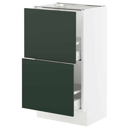 SEKTION / MAXIMERA Gabinete bajo 2 cajones, blanco/Havstorp Verde oscuro, 46x37x76 cm
