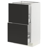 SEKTION / MAXIMERA Gabinete bajo 2 cajones, blanco/Nickebo Carbón mate, 46x37x76 cm
